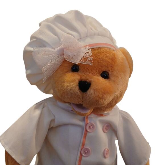 Vtg Chantilly Lace Animated Singing Amore Plush Teddy Bear Female Chef RARE READ - Picture 2 of 10